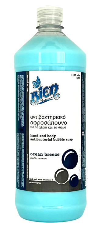 Hand and body antibacterial bubble soap ocean breeze 1.1 ltr