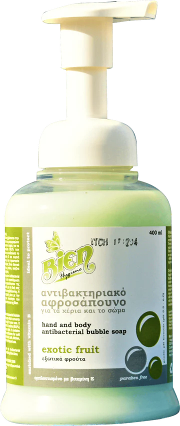 Hand and body antibacterial bubble soap exotic fruit 400ml