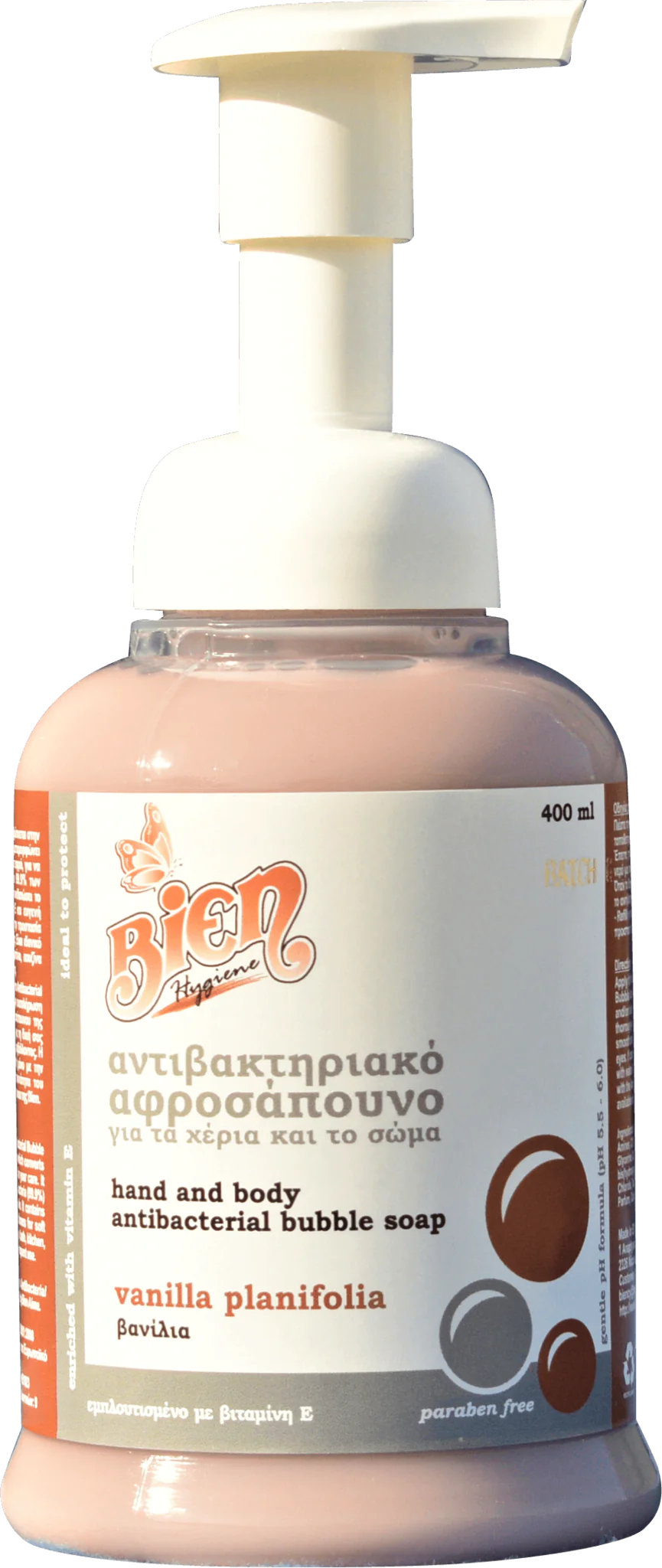 Hand and body antibacterial bubble soap vanilla 400 ml