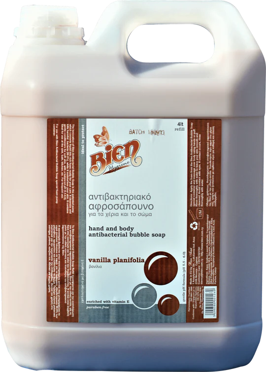 Hand and body antibacterial bubble soap vanilla 4 ltr