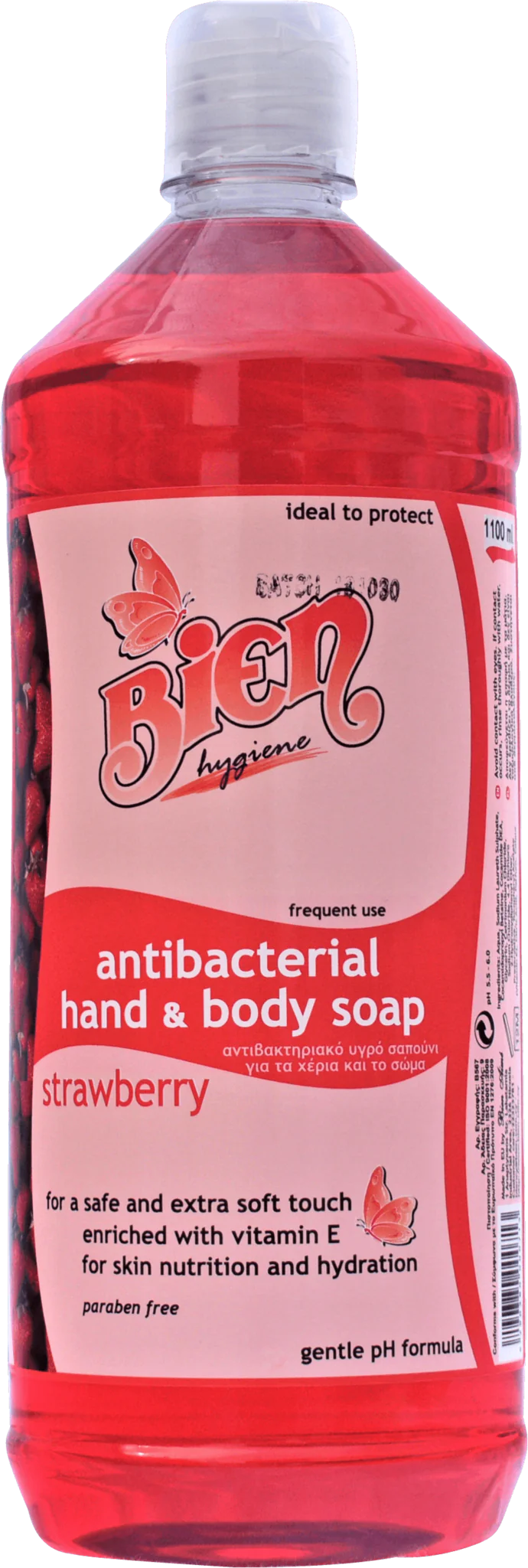 Antibacterial Hand and Body Soap Strawberry 1.1 ltr