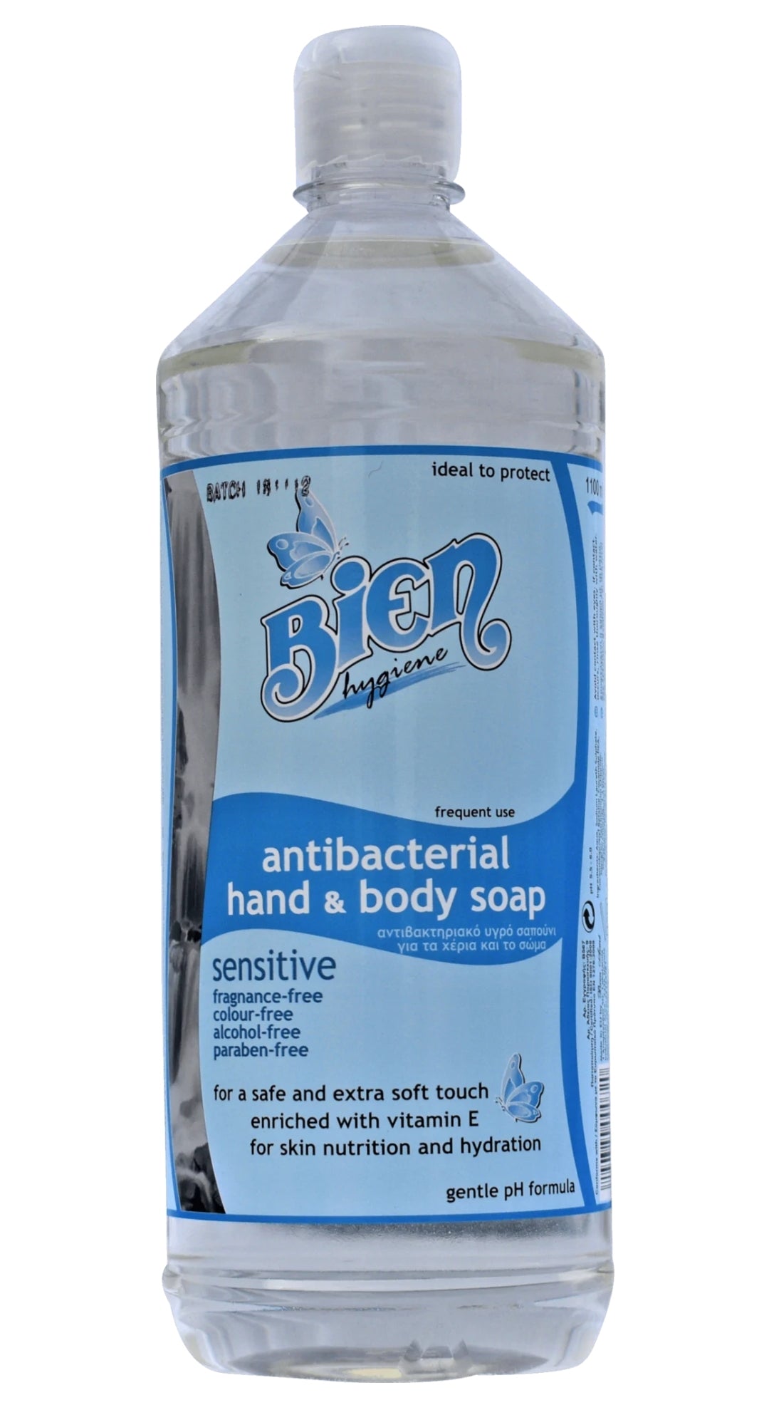 Antibacterial Hand and Body Soap sensitive odorless 1.1 ltr
