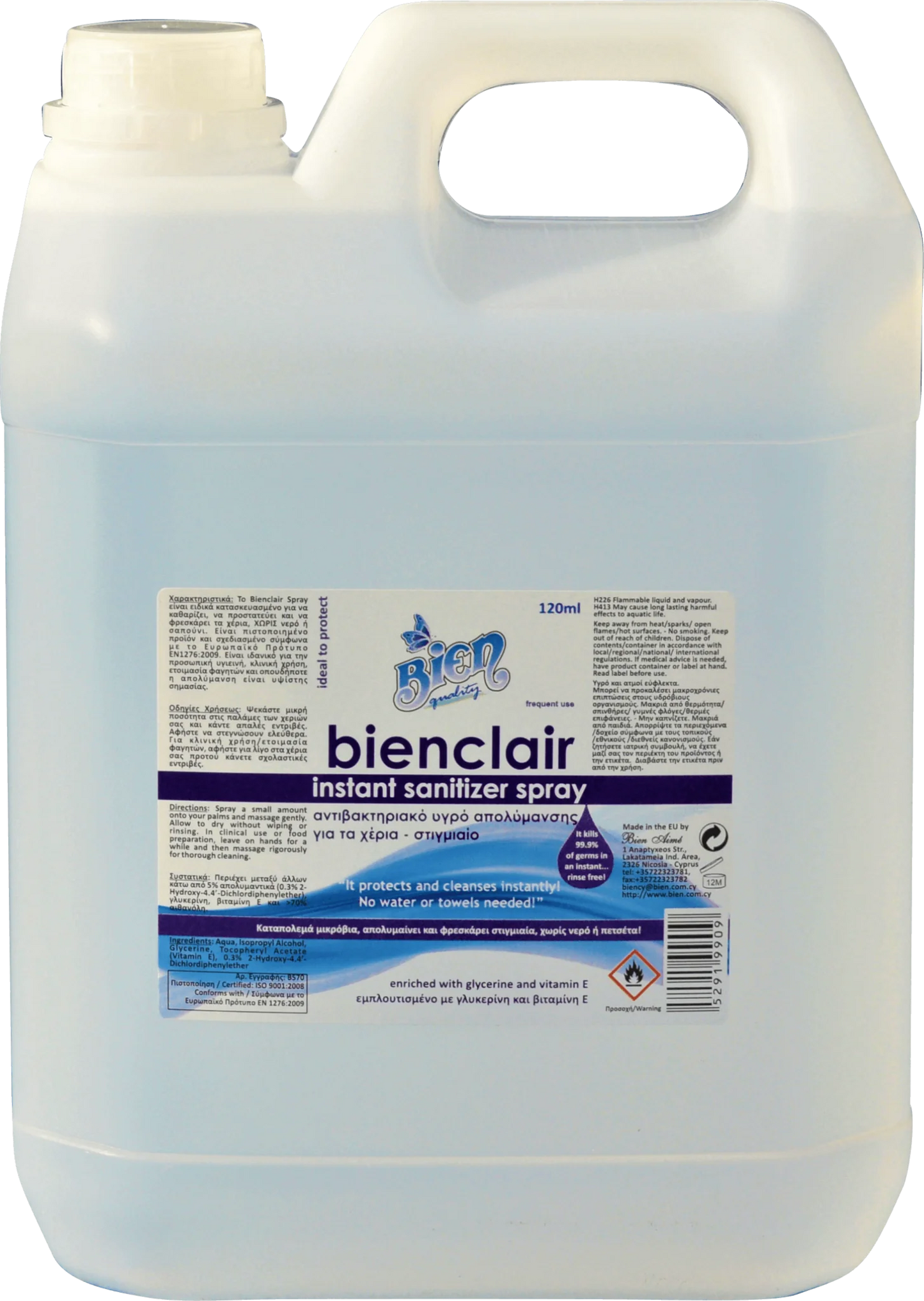 Bienclair instant sanitizer spray 70% alcohol 4 ltr