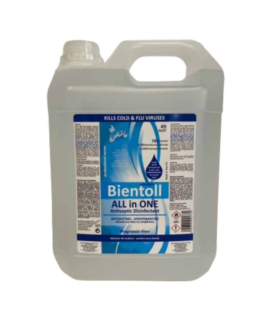 Bientol All in One Αντισηπτικό Απολυμαντικό για επιφάνειες Χωρίς άρωμα 4 Ltr