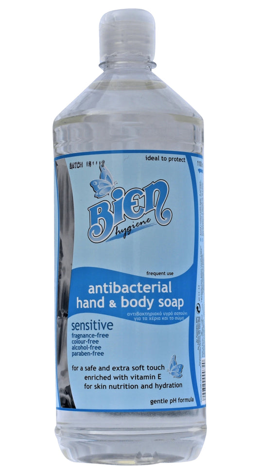 Antibacterial Hand and Body Soap sensitive odorless 1.1 ltr